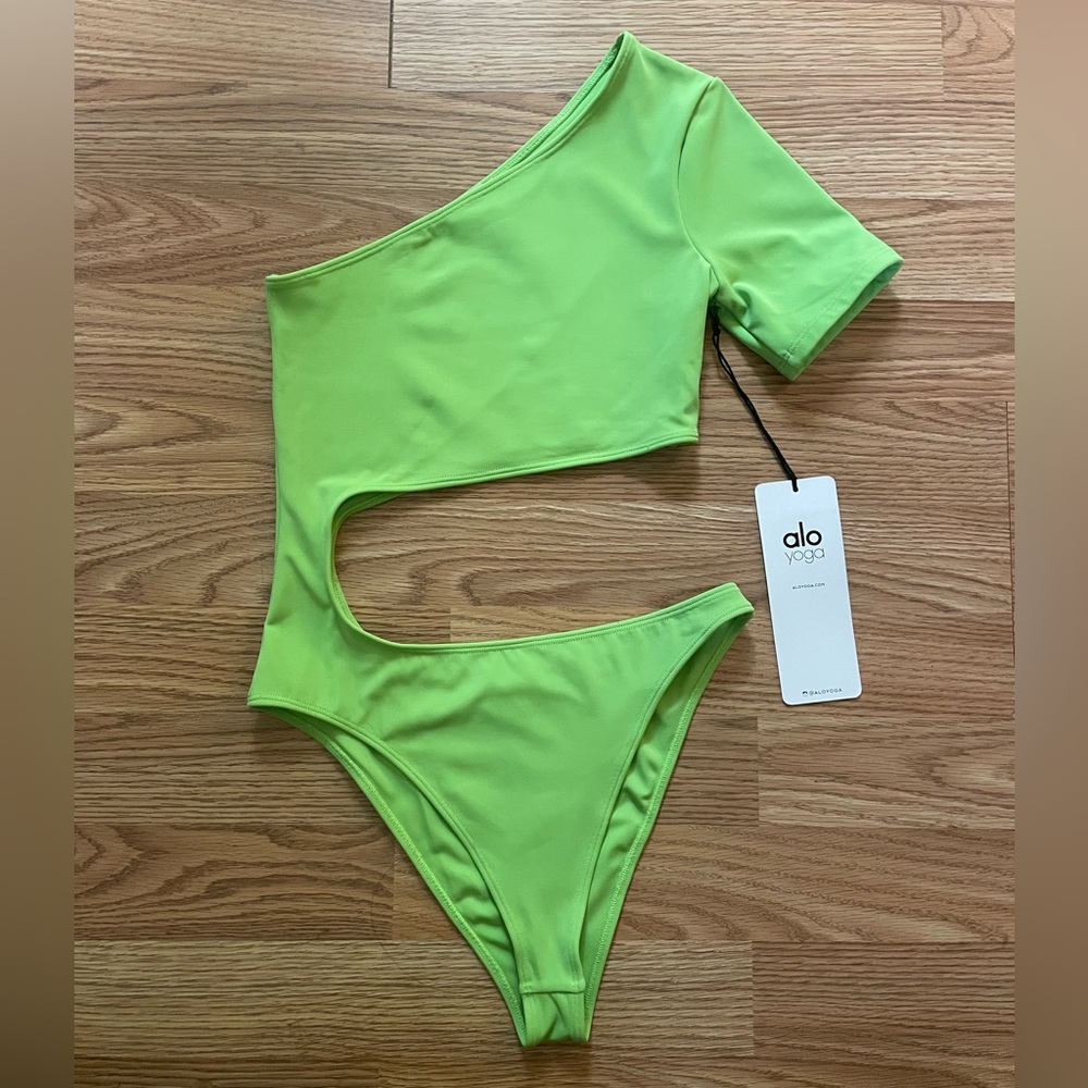 ALO Yoga Green Apple Body Wave One-Piece Swimsuit